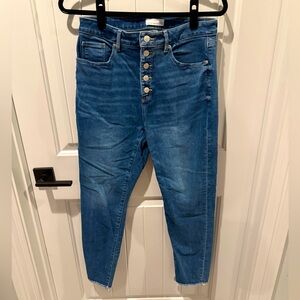 Loft skinny high rise denim jean. Size 8. Medium wash. Gently used.